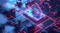 Cloud computing diagram network data storage technology service on structure circuit computer. Locked, Cyber security. Royalty Free Stock Photo