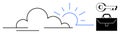 Cloud Computing Concept with Sunrise, Key, and Briefcase Icon Security, Business, and Digital Access Royalty Free Stock Photo