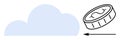 Cloud Computing and Digital Currency Economy with Minimalist Icon of Coin and Arrow Royalty Free Stock Photo