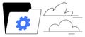 Cloud Computing and Digital Data Storage Concept with Gear Folder and Cloud Icon Royalty Free Stock Photo