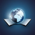 Cloud Computing, Digital Network Connections Design Concept with Earth Globe and Tablet PC - Technology Background Royalty Free Stock Photo