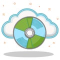 Cloud computing and digital storage concept with compact disc illustration Royalty Free Stock Photo