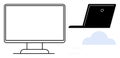Computer Monitor, Laptop, and Cloud Elements Cloud Computing and Technology Connectivity Royalty Free Stock Photo
