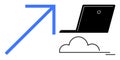 Cloud Computing Growth, Digital Transformation, Cloud Storage Concept with Laptop and Upward Arrow Royalty Free Stock Photo