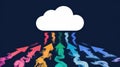 Cloud Computing Distributes Data in Colorful Arrows on Dark Background Royalty Free Stock Photo