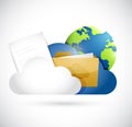 Cloud computing documents and globe network Royalty Free Stock Photo
