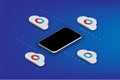 Cloud computing download and upload data online service with smartphone, cloud technology online storage concept