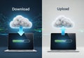 Cloud Computing - Download and Upload Data Transfer on Laptops Royalty Free Stock Photo