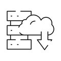 Cloud computing downloading data to server rack icon Royalty Free Stock Photo