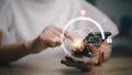 Cloud computing downloads and loading data information and upload it to the system network application. Technology transformation Royalty Free Stock Photo