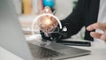 Cloud computing downloads and loading data information and upload it to the system network application. Technology transformation Royalty Free Stock Photo