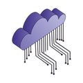 cloud computing with electronic circuit isometric icon Royalty Free Stock Photo