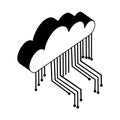 Cloud computing with electronic circuit isometric icon Royalty Free Stock Photo