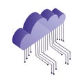 Cloud computing with electronic circuit isometric icon Royalty Free Stock Photo