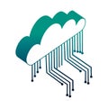 Cloud computing with electronic circuit isometric icon Royalty Free Stock Photo