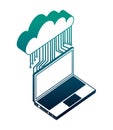 cloud computing with electronic circuit and laptop computer Royalty Free Stock Photo