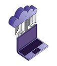 cloud computing with electronic circuit and laptop computer Royalty Free Stock Photo