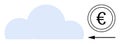 Cloud Computing with Euro Currency Symbol and Data Flow Arrow Indicating Financial Transactions Royalty Free Stock Photo