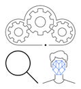 Cloud Computing with Facial Recognition and Data Analysis Concepts Royalty Free Stock Photo