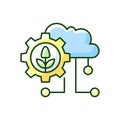 Cloud computing in farming RGB color icon