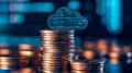 Cloud Computing And Finance Concept. Cloud Icon Over Stack Of Coins. Digital Money. Data Storage Security In The Cloud Royalty Free Stock Photo