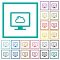 Cloud computing flat color icons with quadrant frames Royalty Free Stock Photo