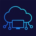 Cloud Computing Flat Colored Icon for Online Data and Digital Technology Concept Royalty Free Stock Photo