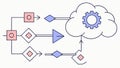 Cloud Computing Flowchart, Data Processing and Security, vector design Generative AI Royalty Free Stock Photo