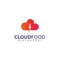 Cloud computing with fork food restaurant logo design Royalty Free Stock Photo