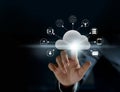 Cloud computing, futuristic display technology connectivity Royalty Free Stock Photo