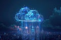 Cloud Computing and 5G Wireless Network Showing Technology Connectivity of Cityscape Royalty Free Stock Photo