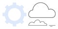 Cloud Computing and Gear Integration Concept with Minimalist Outline Design Royalty Free Stock Photo