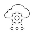 Cloud Computing Gear Line Icon. Cloud Technology And Data Integration Outline Symbol. Digital Transformation And It Royalty Free Stock Photo