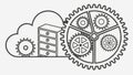 Cloud Computing Gear System Vector Illustration, vector design Generative AI Royalty Free Stock Photo