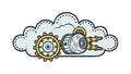Cloud Computing with Gears and Cogs, Mechanical Data Processing, vector design Generative AI Royalty Free Stock Photo
