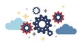 Cloud Computing Gears: Digital Workflow Business Processes, vector design Generative AI Royalty Free Stock Photo