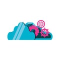 Cloud computing with gears icon Royalty Free Stock Photo