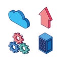 Cloud computing gears upload data server technology internet Royalty Free Stock Photo