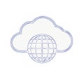 Cloud computing with global communication connection system and technology worldwide information exchange network sketch Royalty Free Stock Photo