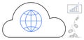 Cloud Computing with Global Connectivity and Financial Growth Chart with Coins Royalty Free Stock Photo