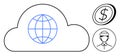 Cloud Computing with Global Network, Financial Transactions, and Virtual Reality Concept Royalty Free Stock Photo