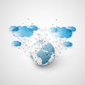 Cloud Computing and Global Networking Design Concept with Earth Globe and Geometric Mesh Royalty Free Stock Photo