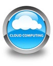 Cloud computing glossy cyan blue round button Royalty Free Stock Photo