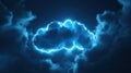 Cloud computing, glowing cloud in a dark night sky representing data storage and online services Royalty Free Stock Photo