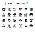 Cloud computing and connection glyph design icon set Royalty Free Stock Photo