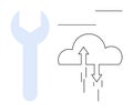Cloud Computing and Data Management Concept with Upload and Download Arrows and Tool Symbol Royalty Free Stock Photo