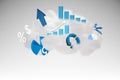 Cloud computing graphic with graphs Royalty Free Stock Photo