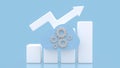 Cloud Computing Growth Concept with Upward Arrow Chart 3d render Royalty Free Stock Photo