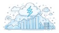 Cloud Computing Growth - Lightning Bolt, Bar Chart, Upward Arrow, Server Stack Royalty Free Stock Photo