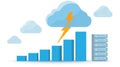 Cloud Computing Growth and Performance - Servers, Lightning Bolt, Bar Chart Royalty Free Stock Photo
